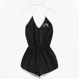 Black Romper with Rainbow Detail- worn once